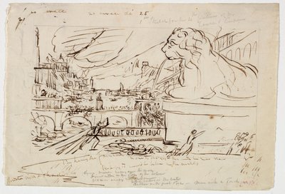 Skizze für Zerstörung, aus der Serie Der Lauf der Zeit, ca. 1836 von Thomas Cole